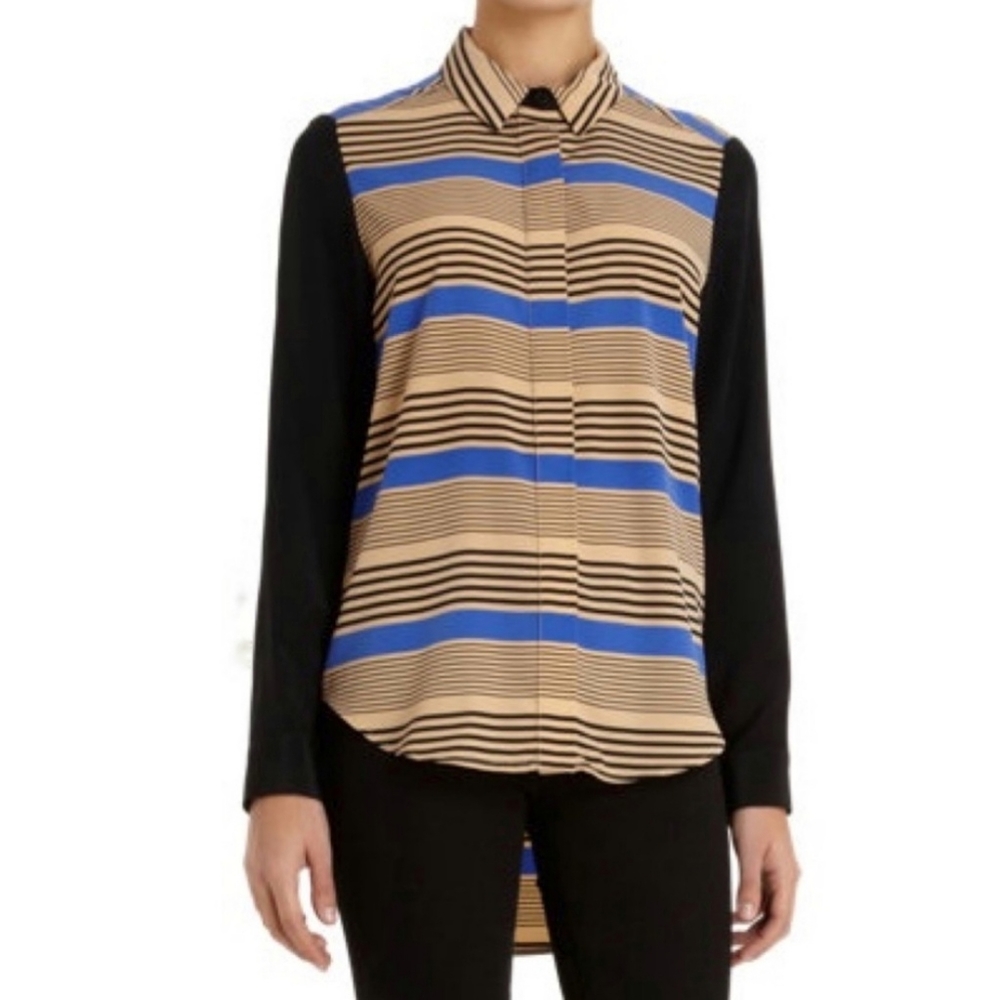 Sea New York Striped Silk Blend Button Down Shirt